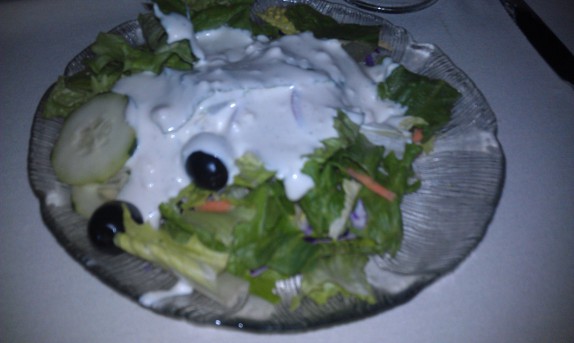 House salad with blue cheese dressing