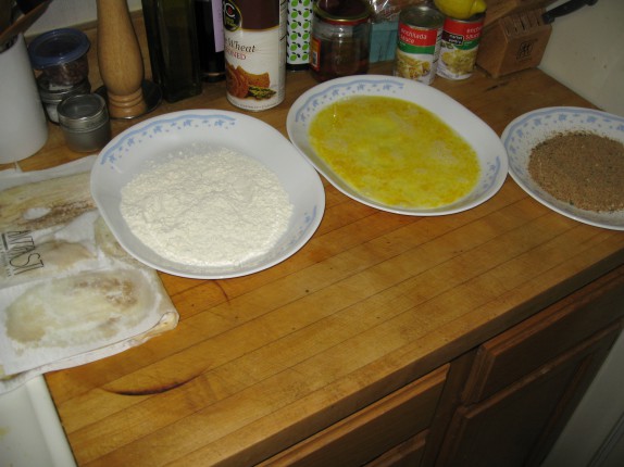 Flour-egg-bread crumb