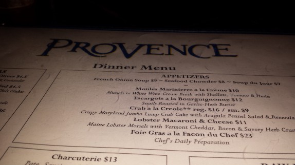 Provence menu