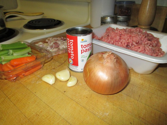 Ingredients for Bolognese
