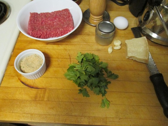 Ingredients for meatballs