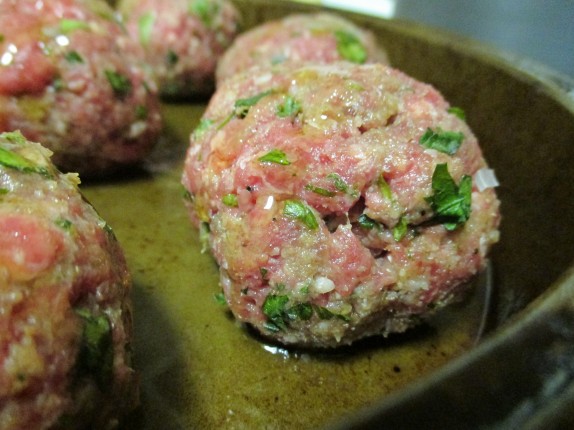 Meatballs in pan