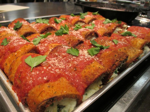 Eggplant rollatini ready for service
