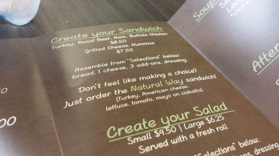 sandwich menu