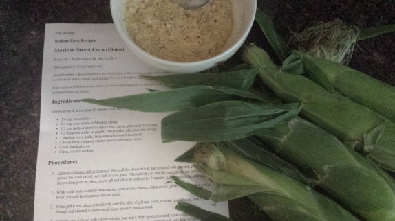 Recipe + spread + corn husks