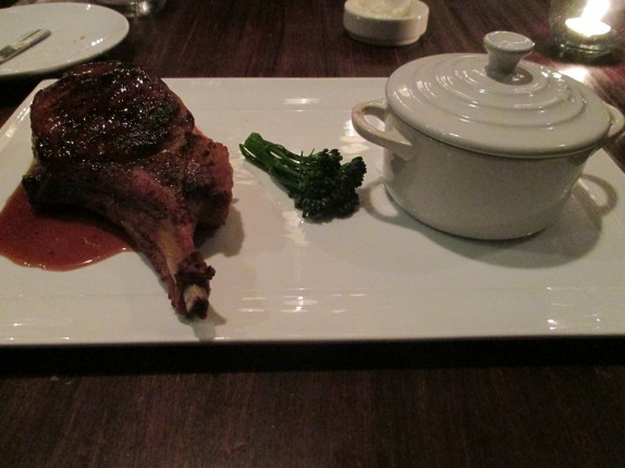 Adobo Berkshire Pork Chop (Apio Gruyère grattan, tamarind reduction - $32)