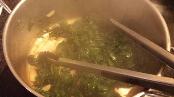 garlic gochujang kale sauteeing
