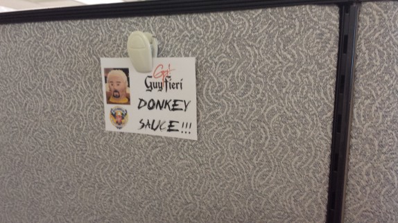 My cubicle Donkey Sauce