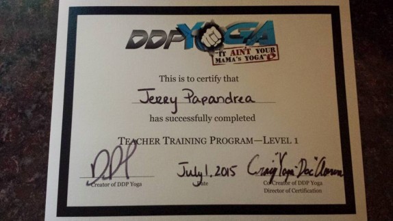 DDP Yoga certificate