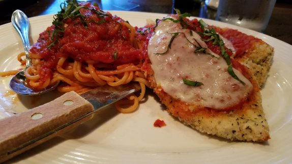 Pan Seared Chicken Parmesan (Breaded With House Marinara And Handcrafted Linguini