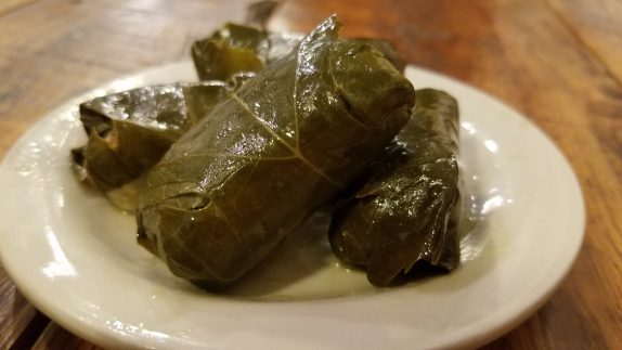 Dolmades (grape leaves stuffed with rice)