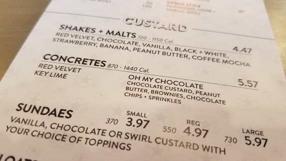 Custard menu