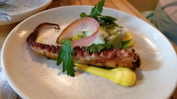 Octopus (Potato terrine, aioli, salsa verde)